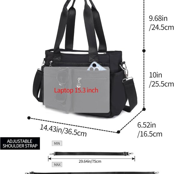 Large Tote Bag for Women, Waterproof Crossbody Purse With Multi Pockets, Shoulde - Picture 3 of 6
